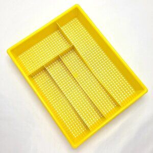 Vtg Hard Plastic Drawer Tray Silverware Holder Divided Yellow 70s Retro Kitchen